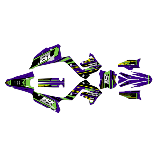 kawasaki kx250p graphics kit 2003-2008 warrior series purple