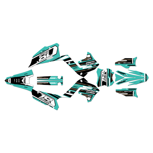kawasaki kx250p graphics kit 2003-2008 warrior series teal