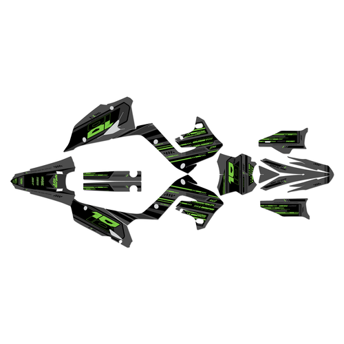 kawasaki kx250p graphics kit 2003-2008 warrior series green-shift