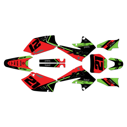 kawasaki kx250f graphics kit 2004-2005 enigma series red