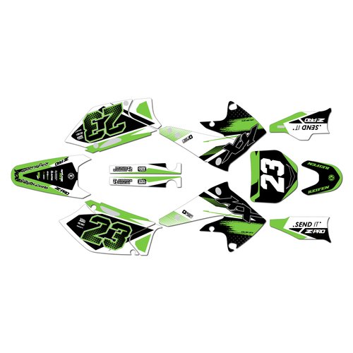 kawasaki kx250f graphics kit 2004-2005 evader series green