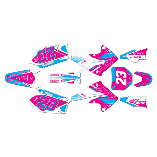 kawasaki kx250f graphics kit 2004-2005 evader series magenta