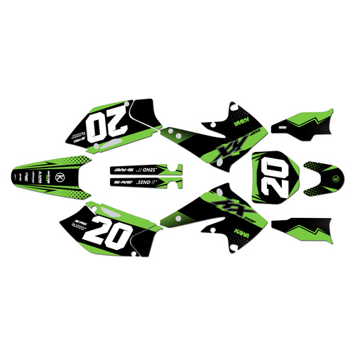 kawasaki kx250f graphics kit 2004-2005 spear series green