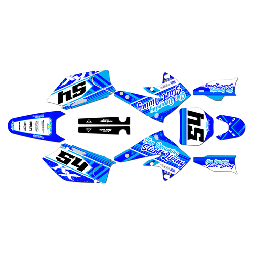 kawasaki kx250f graphics kit 2004-2005 split series blue