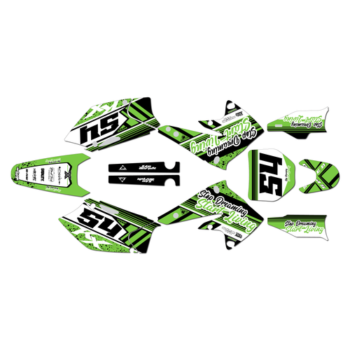 kawasaki kx250f graphics kit 2004-2005 split series green