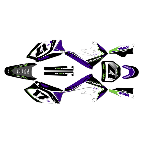 kawasaki kx250f graphics kit 2004-2005 stellar series purple