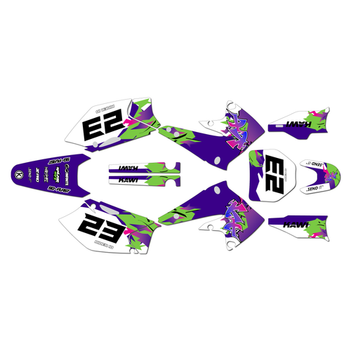 kawasaki kx250f graphics kit 2004-2005 throwback series purple