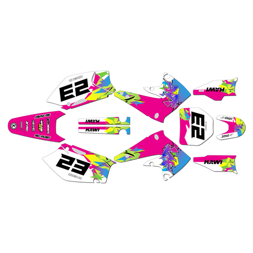 kawasaki kx250f graphics kit 2004-2005 throwback series magenta