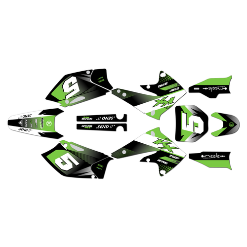 kawasaki kx250f graphics kit 2004-2005 turbo series green