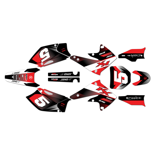 kawasaki kx250f graphics kit 2004-2005 turbo series red