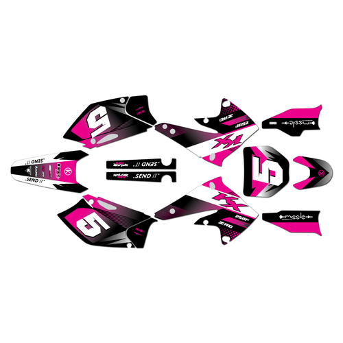 kawasaki kx250f graphics kit 2004-2005 turbo series magenta