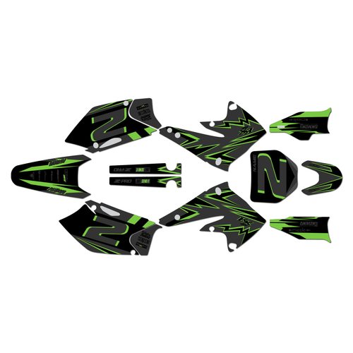 kawasaki kx250f graphics kit 2004-2005 vision series green