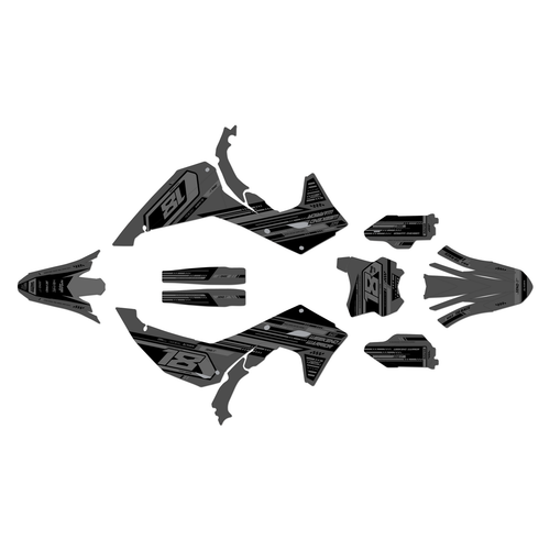 kawasaki kx250x graphics kit 2025-2026 warrior series smoke