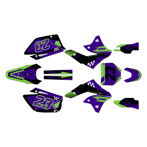kawasaki kx250f graphics kit 2006-2008 evader series purple