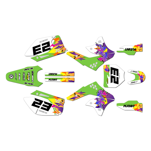 kawasaki kx250f graphics kit 2006-2008 throwback series green