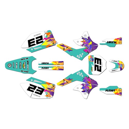 kawasaki kx250f graphics kit 2006-2008 throwback series teal