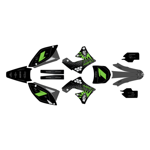 kawasaki kx250f graphics kit 2009-2012 lancaster series green-shift