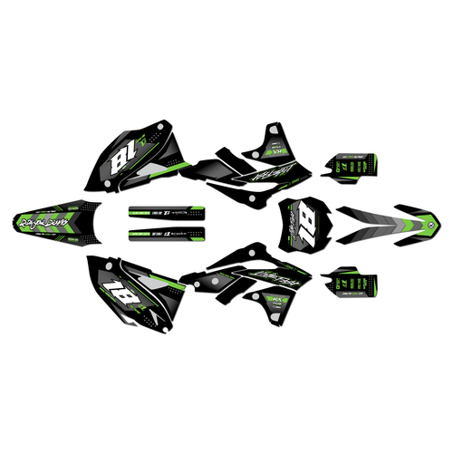 kawasaki kx250f graphics kit 2013-2016 rebel series green