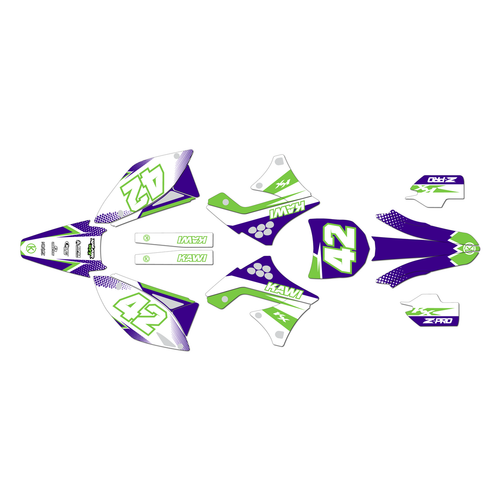 kawasaki kx250f graphics kit 2009-2012 team series purple