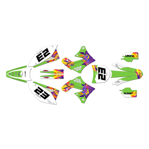 kawasaki kx250f graphics kit 2009-2012 throwback series green