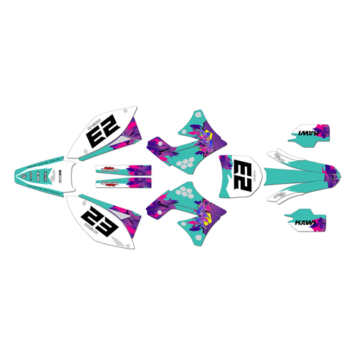 kawasaki kx250f graphics kit 2009-2012 throwback series teal