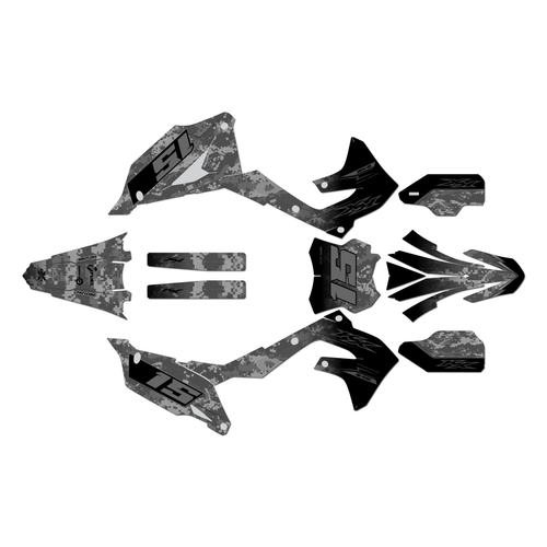 kawasaki kx250 graphics kit 2021-2024 cyberware series smoke