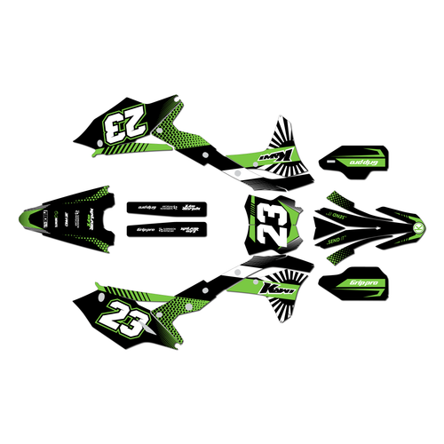 kawasaki kx250f graphics kit 2017-2020 fh series green