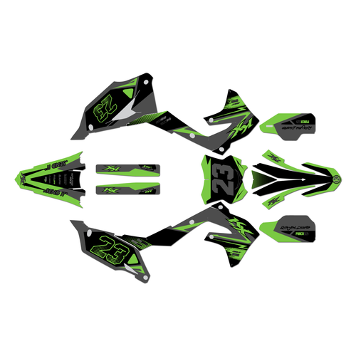 kawasaki kx250 graphics kit 2021-2024 evader series green-shift