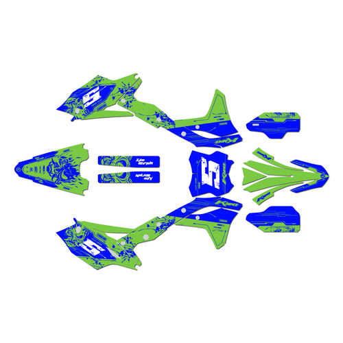 kawasaki kx250f graphics kit 2017-2020 nightcity series blue