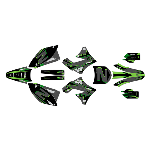 kawasaki kx250f graphics kit 2009-2012 vision series green-shift