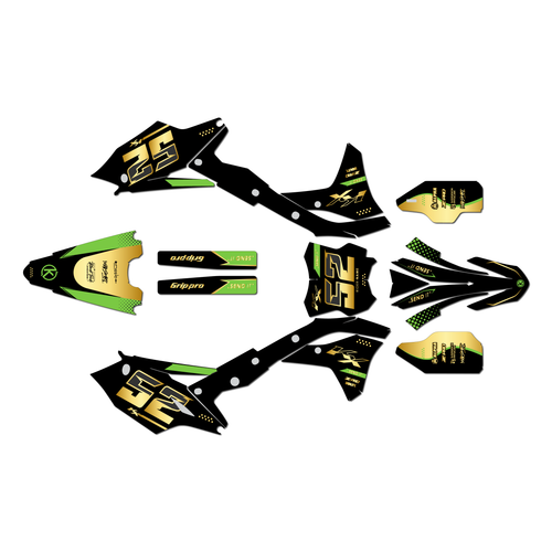 kawasaki kx250f graphics kit 2017-2020 ominous series gold
