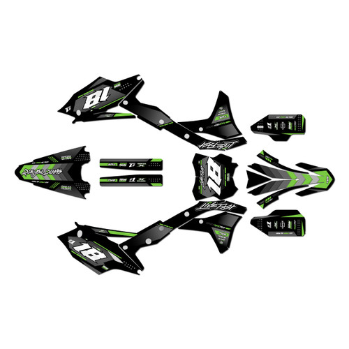 kawasaki kx250f graphics kit 2017-2020 rebel series green