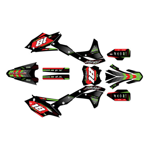kawasaki kx250f graphics kit 2017-2020 rebel series red