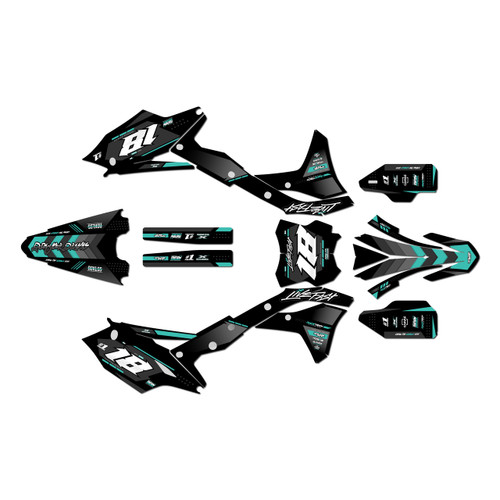 kawasaki kx250f graphics kit 2017-2020 rebel series teal