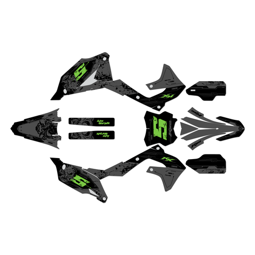 kawasaki kx250 graphics kit 2021-2024 nightcity series green-shift