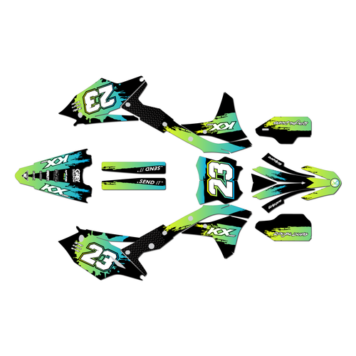 kawasaki kx250f graphics kit 2017-2020 splash series lime