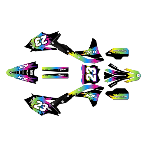 kawasaki kx250f graphics kit 2017-2020 splash series rainbow