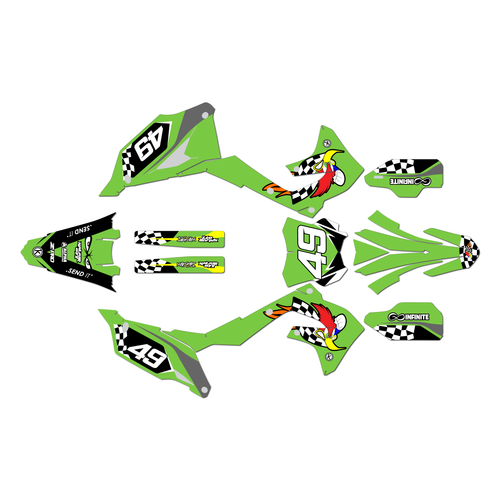 kawasaki kx250 graphics kit 2021-2024 pecker series green