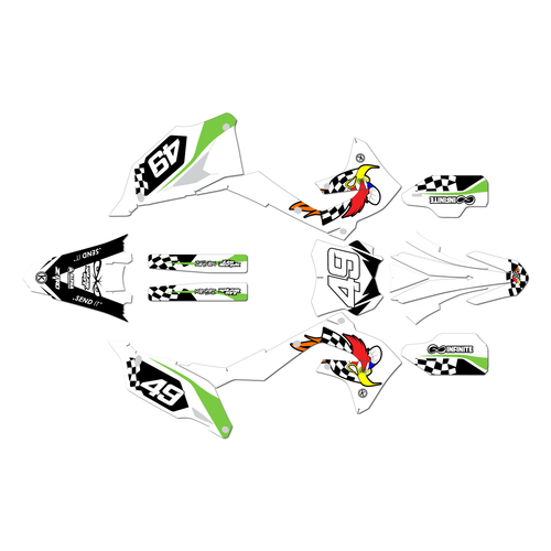 kawasaki kx250 graphics kit 2021-2024 pecker series white