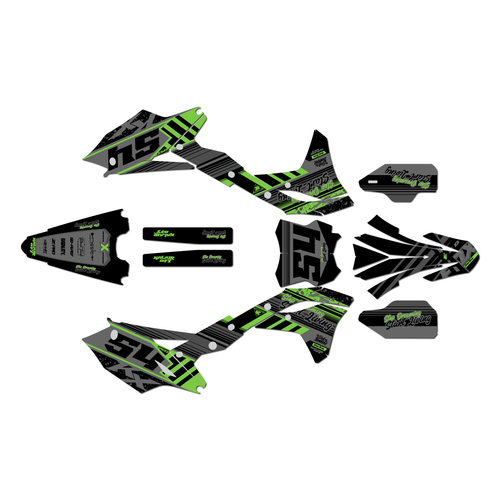 kawasaki kx250f graphics kit 2017-2020 split series green-shift