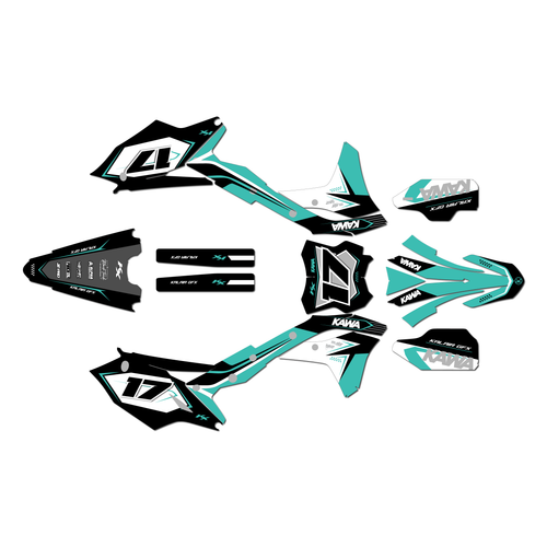 kawasaki kx250f graphics kit 2017-2020 stellar series teal