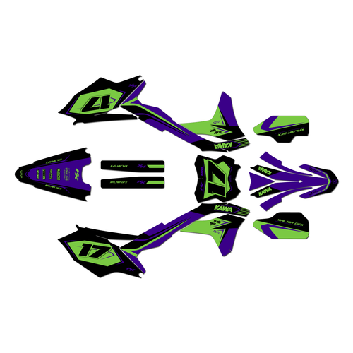 kawasaki kx250f graphics kit 2017-2020 stellar series purple