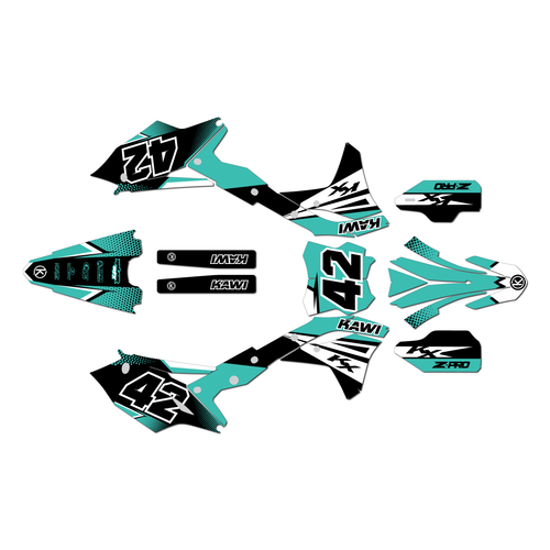 kawasaki kx250f graphics kit 2017-2020 team series teal