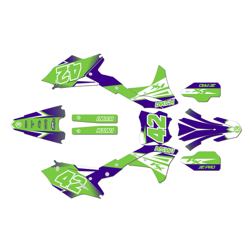 kawasaki kx250f graphics kit 2017-2020 team series purple