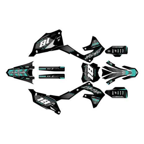 kawasaki kx250 graphics kit 2021-2024 rebel series teal