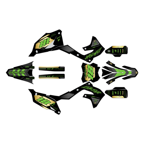 kawasaki kx250 graphics kit 2021-2024 rebel series gold