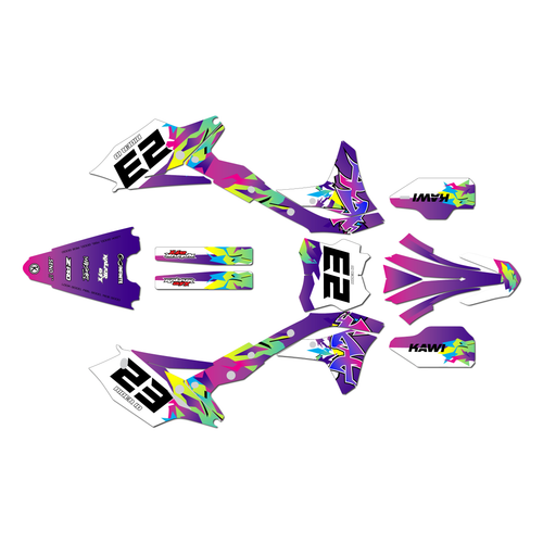 kawasaki kx250f graphics kit 2017-2020 throwback series magenta