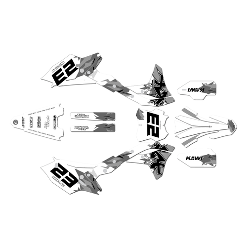 kawasaki kx250f graphics kit 2017-2020 throwback series white