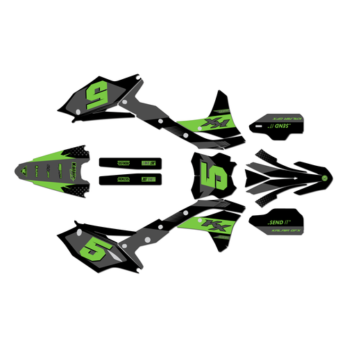 kawasaki kx250f graphics kit 2017-2020 turbo series green-shift