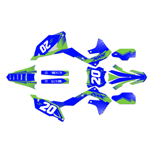 kawasaki kx250 graphics kit 2021-2024 spear series blue-shift